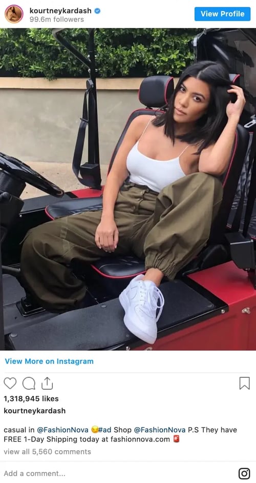 FashionNova and Kourtney Kardashian partnership