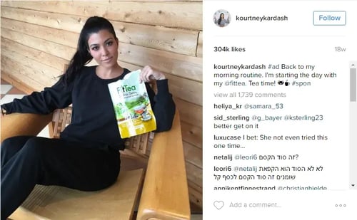 fit tea instagram ads Kourtney Kardashian