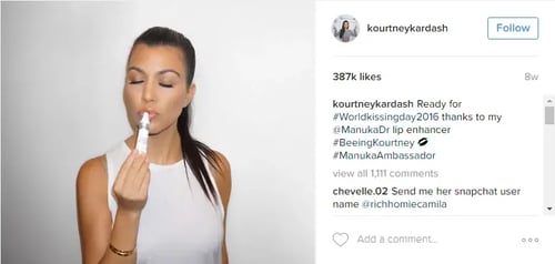 Kourtney Kardashian endorsing manuka doctor