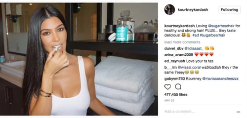 Sugar Bear Hair and Kourtney Kardashian partnership