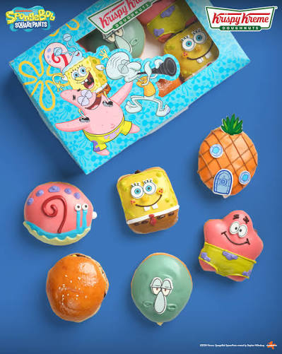 Krispy Kreme SpongeBob SquarePants doughnuts including a Krabby Patty design